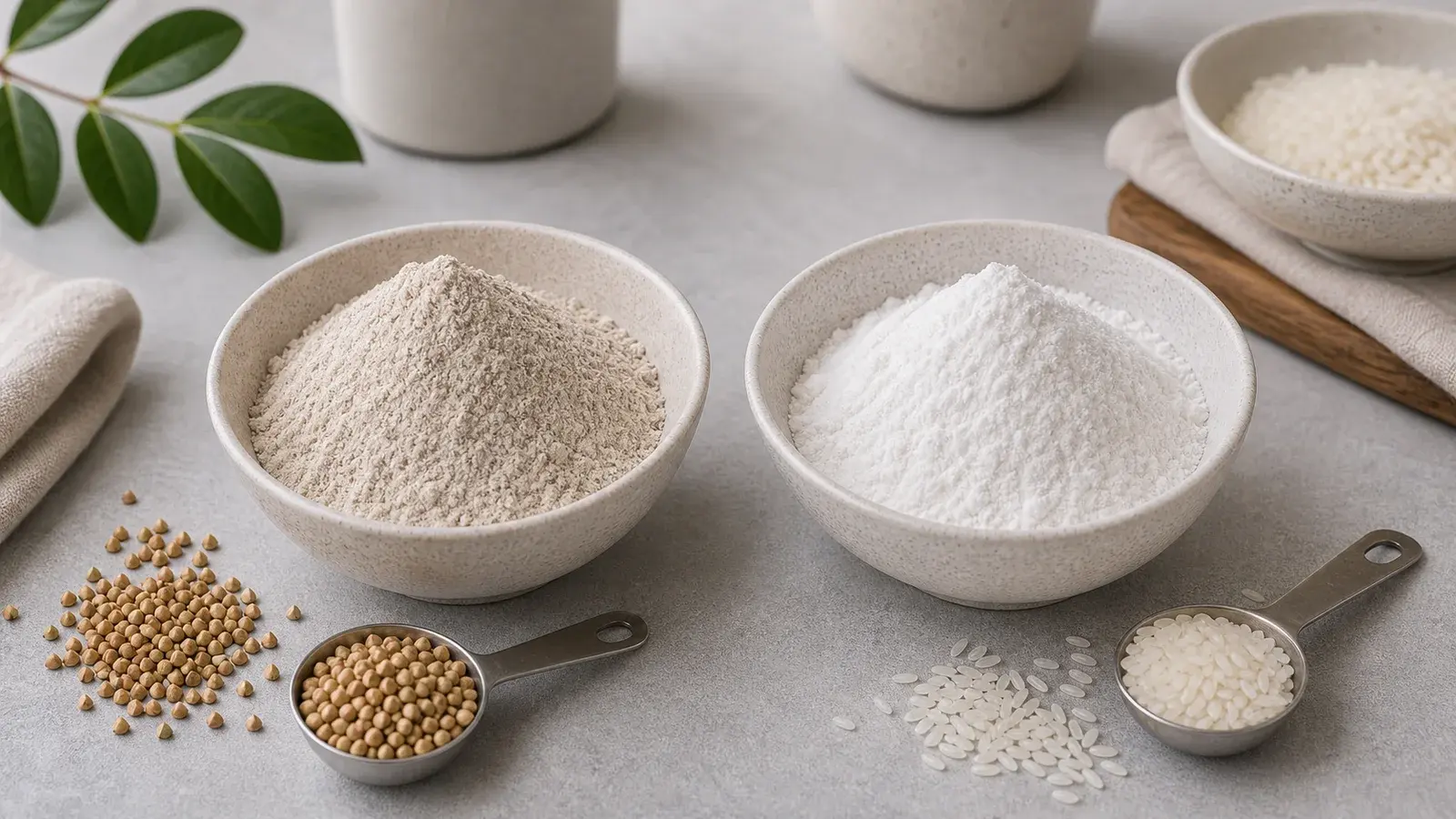Ingredient comparison photo for Buckwheat Flour vs Rice Flour: Flavor, Texture and Best Uses