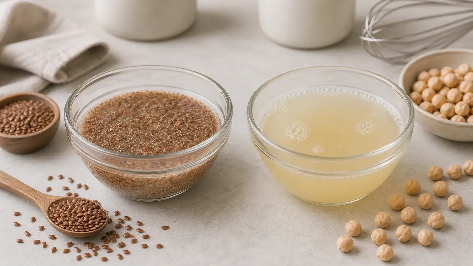 Ingredient comparison photo for Flax Egg vs Aquafaba: Which Egg Substitute Works Better?