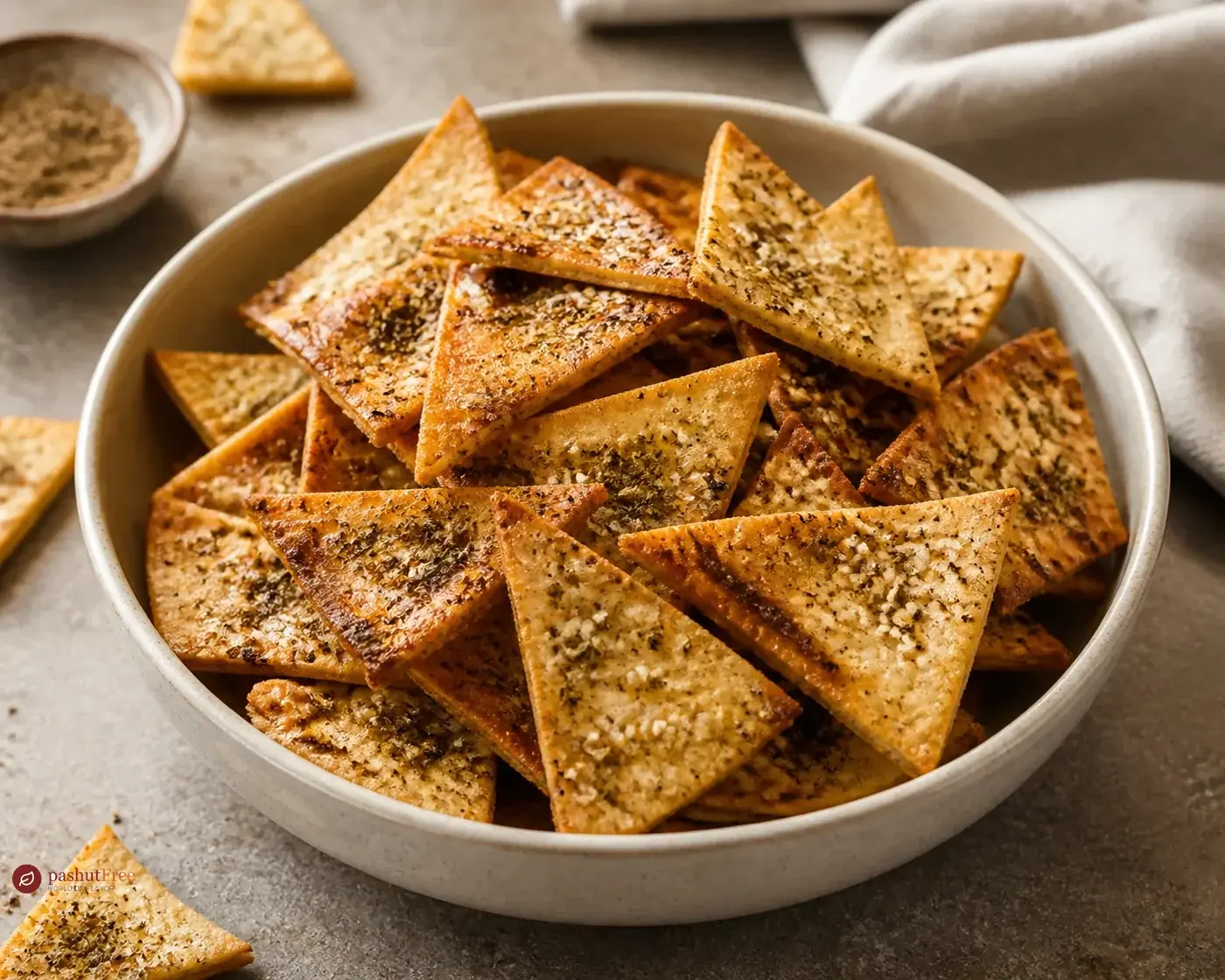Crispy Homemade Pita Chips כמנה ביתית מוכנה