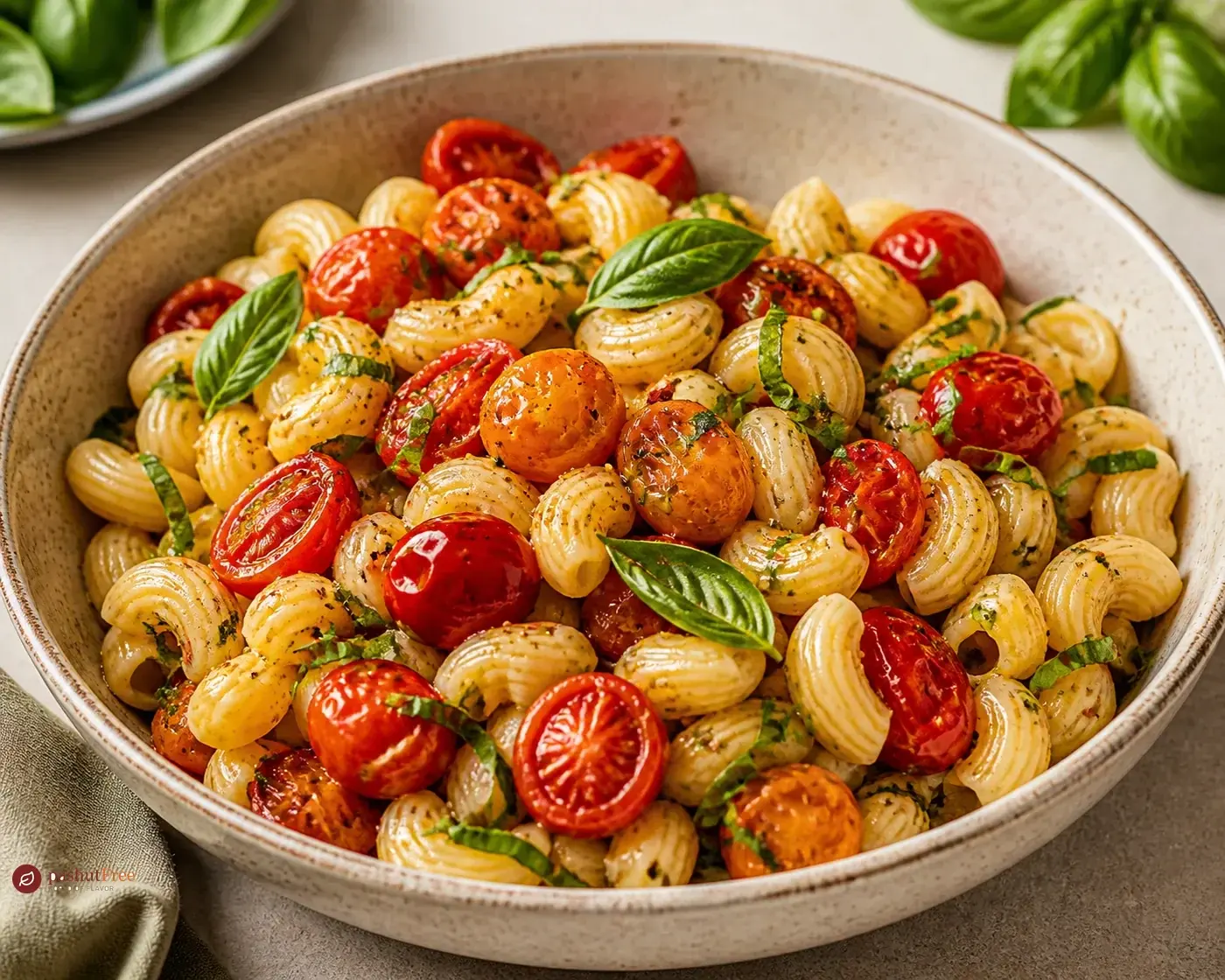Ensalada De Pasta Con Tomate Ampollado Y Albahaca