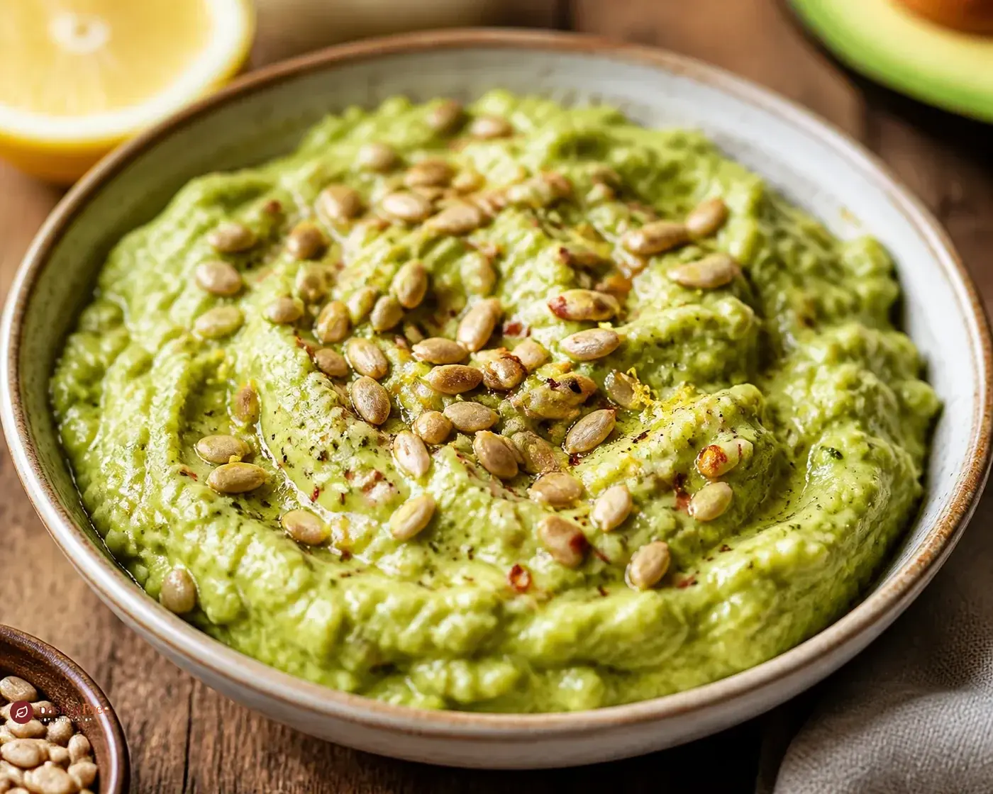 Untable de aguacate picante con semillas de girasol