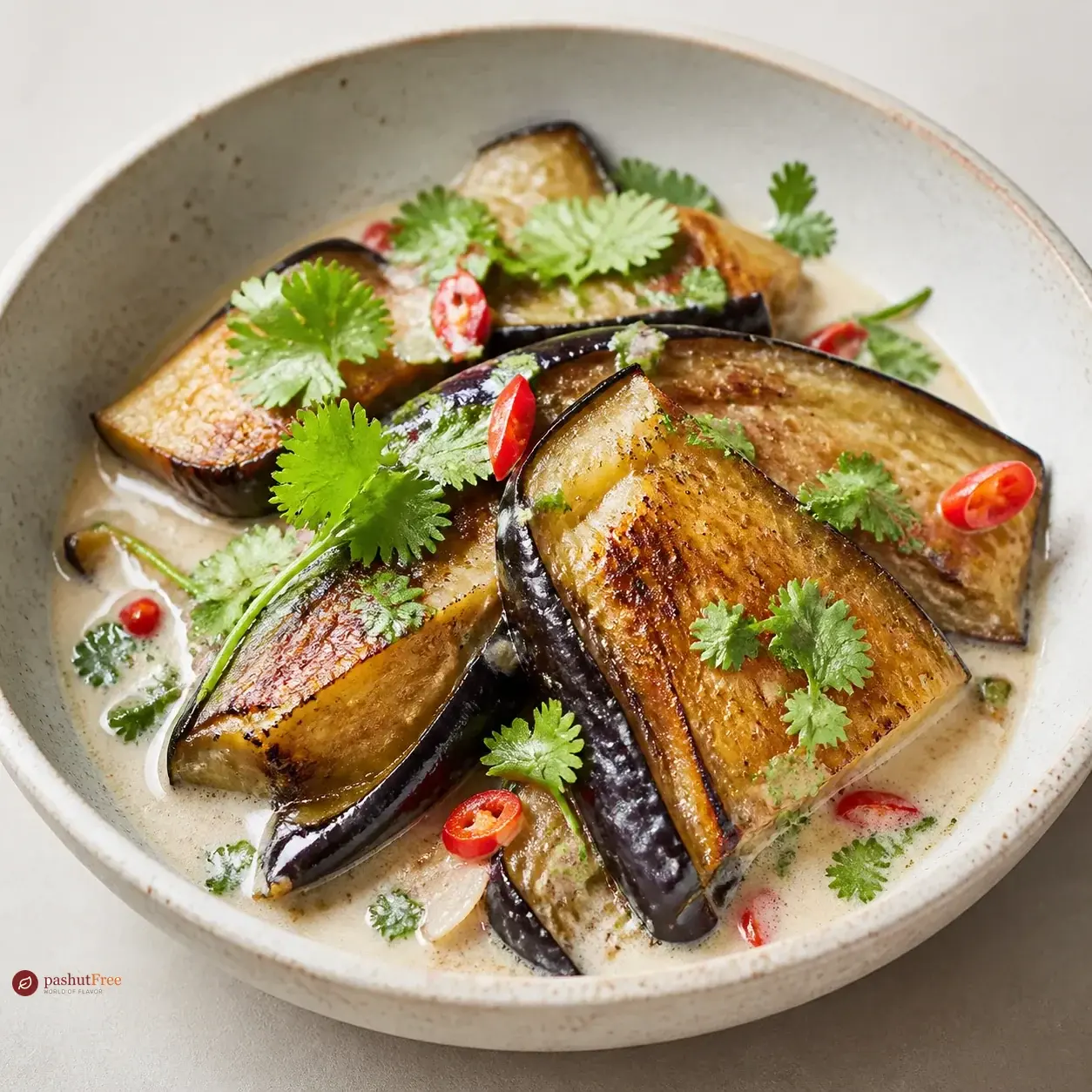 Grilled eggplant with coconut milk כמנה ביתית מוכנה