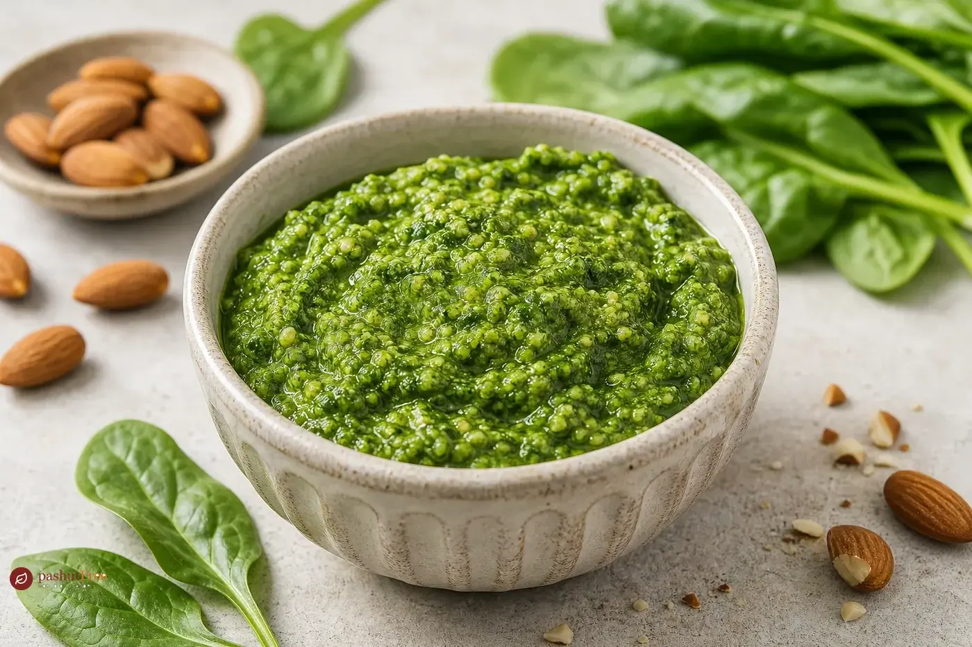 Nutritious Spinach Almond Pesto כמנה ביתית מוכנה