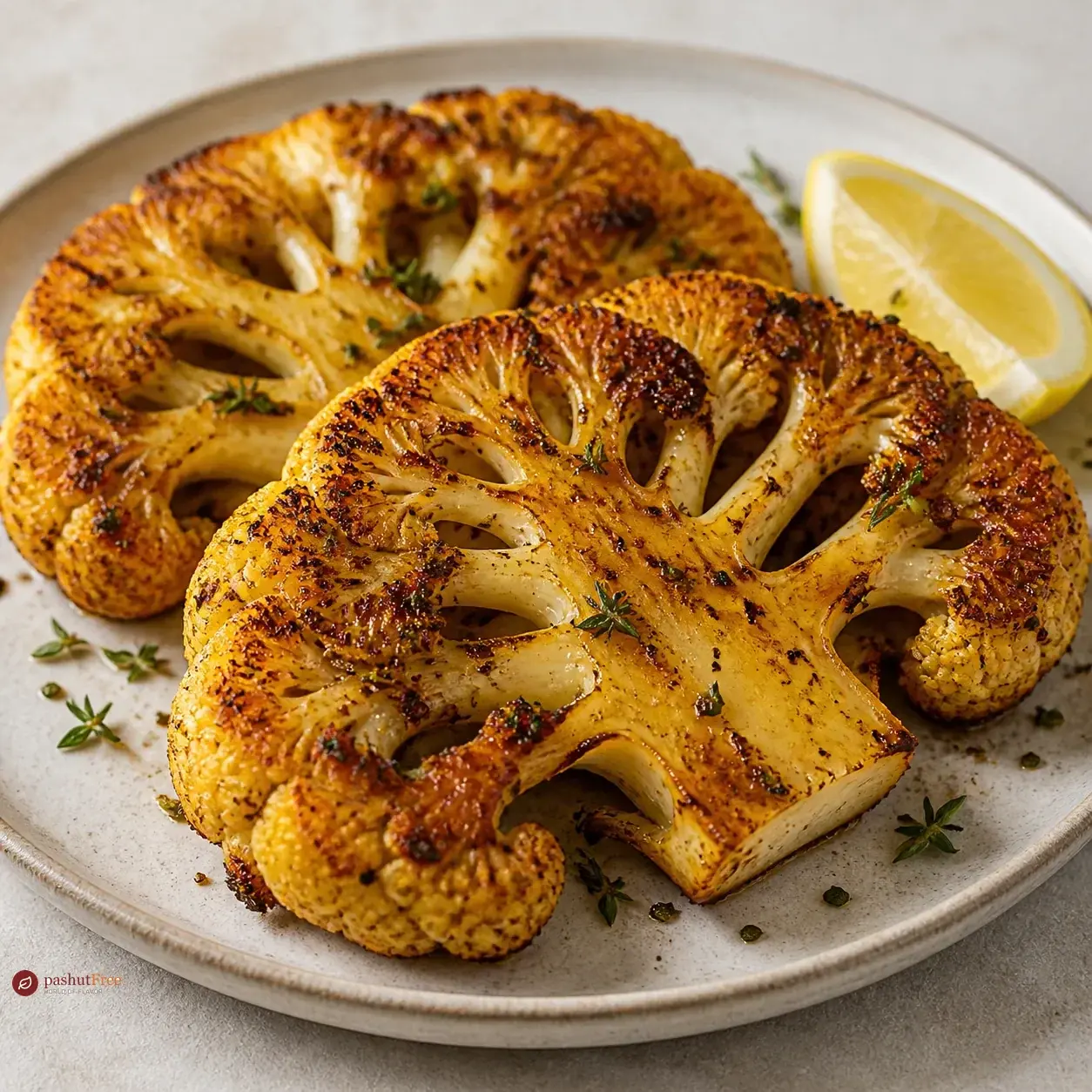 סטייק כרובית מקורמל מוגש כמנה ביתית מוכנה